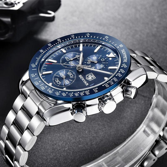 Men's blue dial stainless steel chronograph watch by Stevvex on Tampa Home & Garden Store