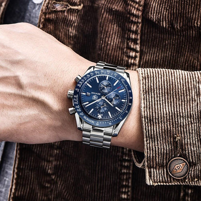 Stevvex men's blue dial chronograph stainless steel watch with bracelet on Tampa Home & Garden Store