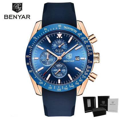 Benyar blue chronograph watch with rose-gold case blue dial ST665NURAZ44 on Tampa Home & Garden Store