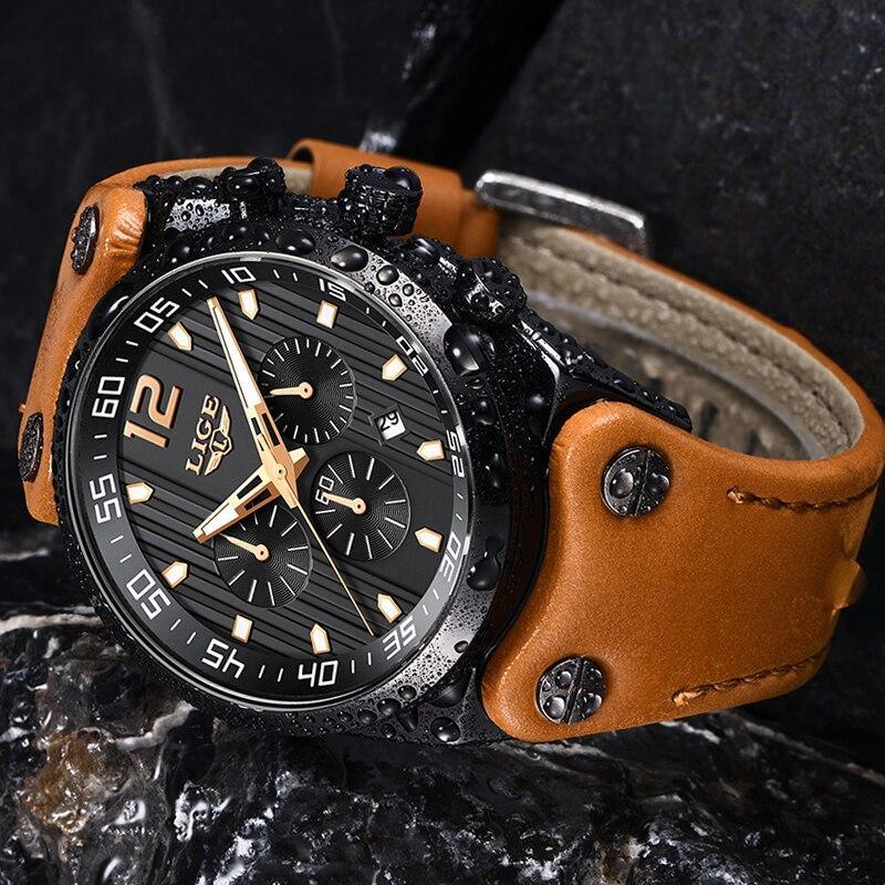 ST1LG5800MKO1 men's waterproof watch with brown leather strap, chronograph, day display on Tampa Home & Garden Store