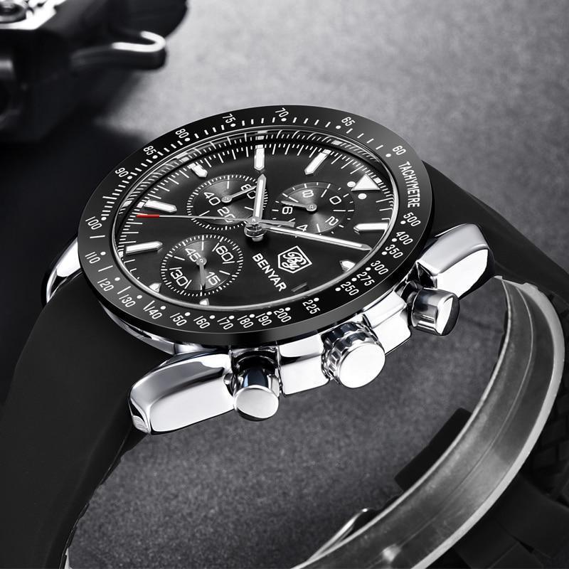 Stevvex luxury men's stainless steel quartz chronograph watch with black dial on Tampa Home & Garden Store