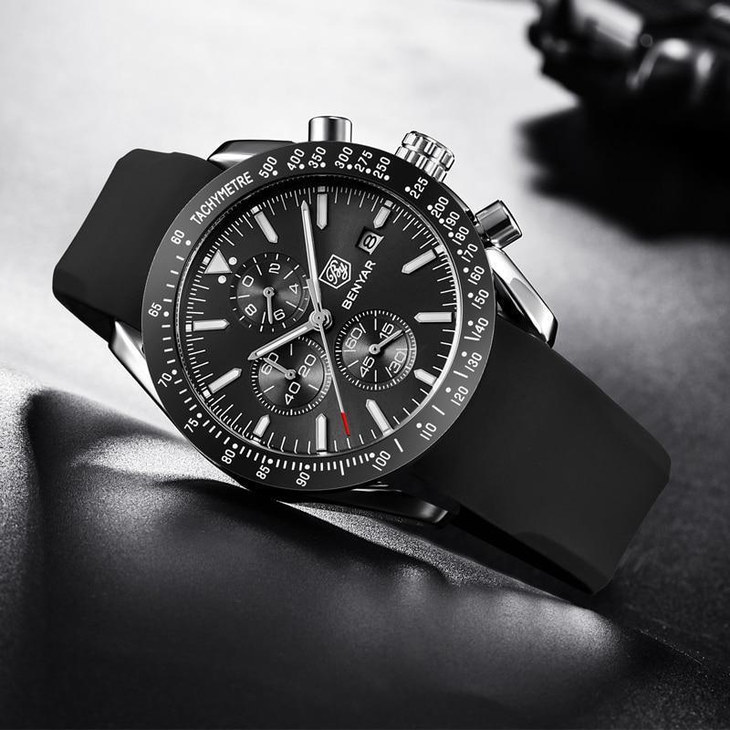 Stevvex ST254DUNSE44 men's stainless steel quartz watch with black dial tachymeter bezel strap on Tampa Home & Garden Store