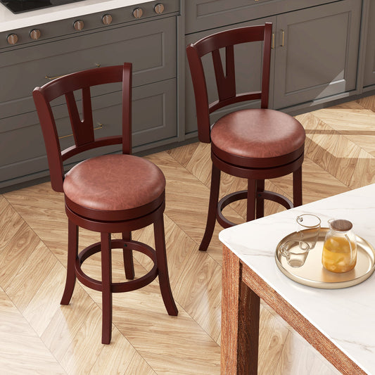 Set of 2 Counter Height Swivel Barstools with High Backs and Footrests - Tampa Home & Garden Store