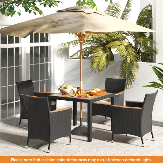 5 Pieces Patio Dining Table Set for 4 with Umbrella Hole - Tampa Home & Garden Store