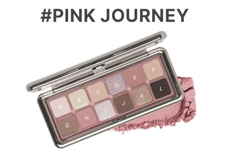 3CE New Take Eyeshadow Palette pink-toned 12-shade eye palette with A-L labeled pans on Tampa Home & Garden Store