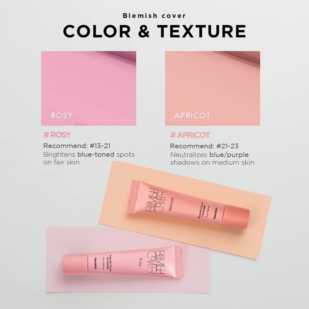 Hanskin Blemish Cover Color Edition Concealer 12g with Rosy Apricot, 2 tubes on pastel boards on Tampa Home & Garden Store