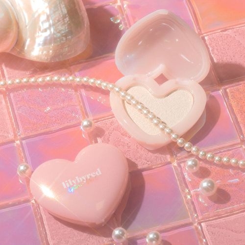Lilybyred Luv Beam Glow Veil blush compact pink heart with open lid showing white puff, 2 items on Tampa Home & Garden Store