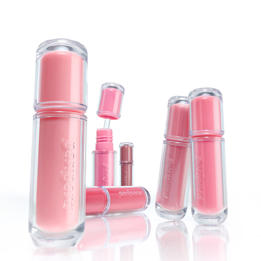 Peripera Mood Glowy Tint lip tint set, 5 pink tubes with clear caps on Tampa Home & Garden Store