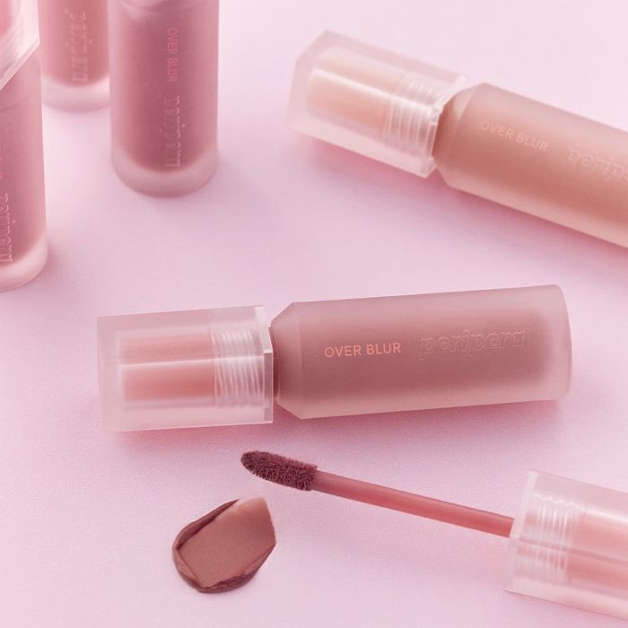 Over Blur Tint lip tint tubes in frosted pink with clear caps by Seoulia on Tampa Home & Garden Store
