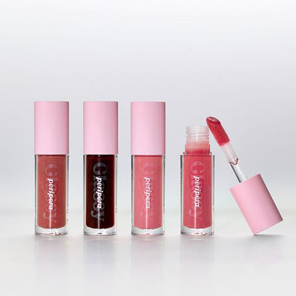 Peripera Ink Glasting Lip Gloss set, 4 pink-tinted tubes with pink caps and wand applicator on Tampa Home & Garden Store