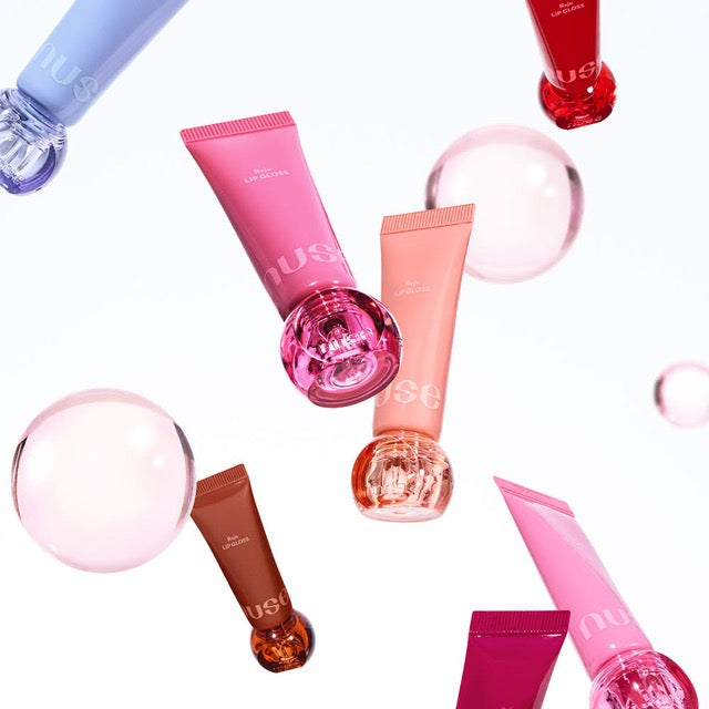 Seoulia Nuse Reju lip gloss tubes in 7 colorful shades pink, peach, brown, red on Tampa Home & Garden Store