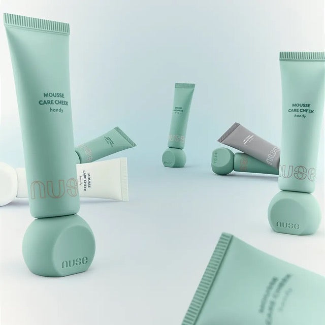 nuse Mousse Care Cheek Handy 10ml blush tubes in mint green, Seoulia brand, 8 colors on Tampa Home & Garden Store