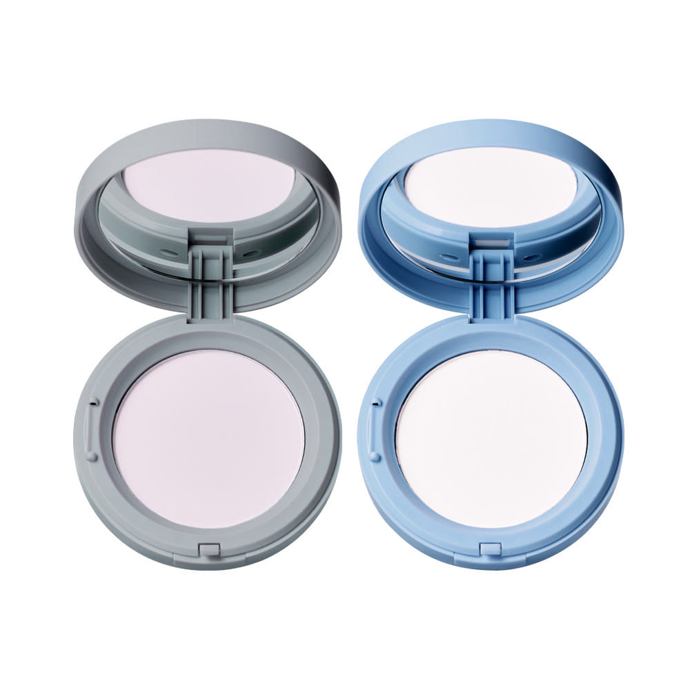 mude Setting Powder Pact 11.2g, Seoulia dual shades in gray and blue with two compact cases on Tampa Home & Garden Store