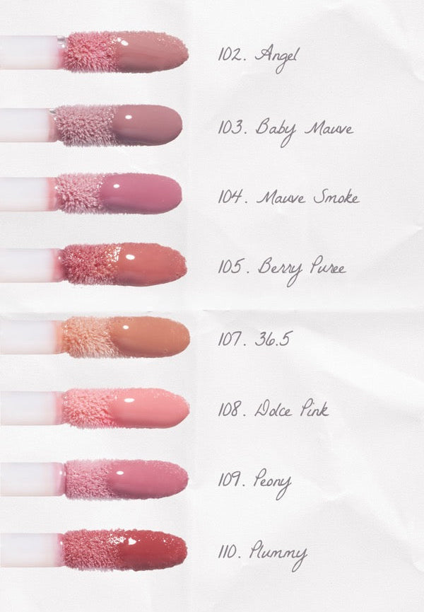 mude Angel Hug Glaze lip tint 5g eight-color swatch card Seoulia on Tampa Home & Garden Store