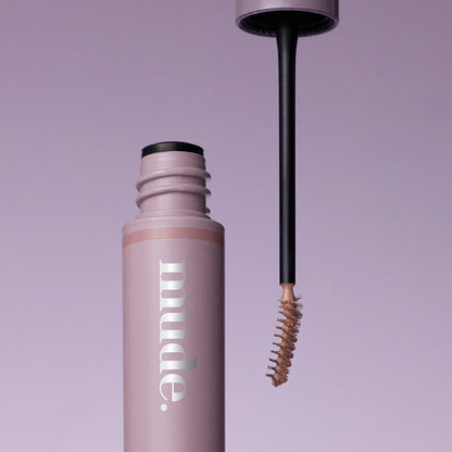 mude Inspire Skinny Browcara eyebrow color in pink bottle with beige wand Seoulia on Tampa Home & Garden Store