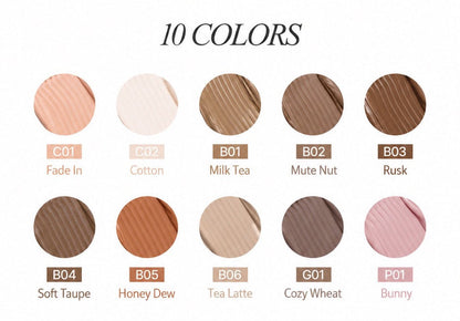 mude Inspire Skinny Browcara eyebrow color swatches in 10 shades Seoulia on Tampa Home & Garden Store