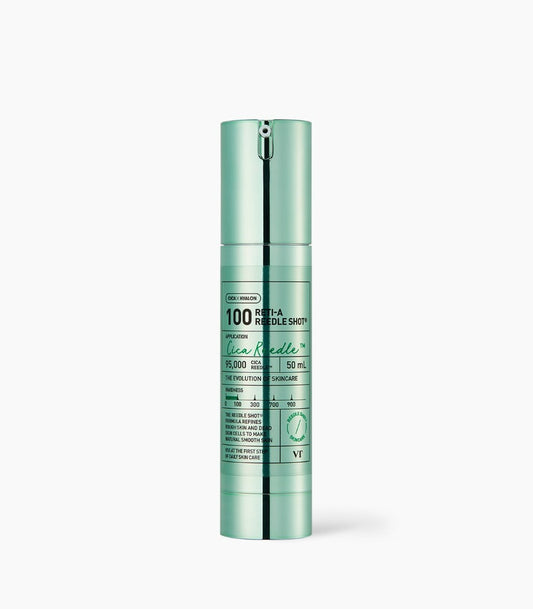 VT RETI-A REEDLE SHOT 100 50ml essence serum bottle, Seoulia, green metallic finish on Tampa Home & Garden Store