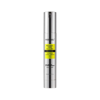 MEDIPEEL Retinal NMN Bounce Shot Booster serum by Seoulia in silver bottle with yellow label on Tampa Home & Garden Store