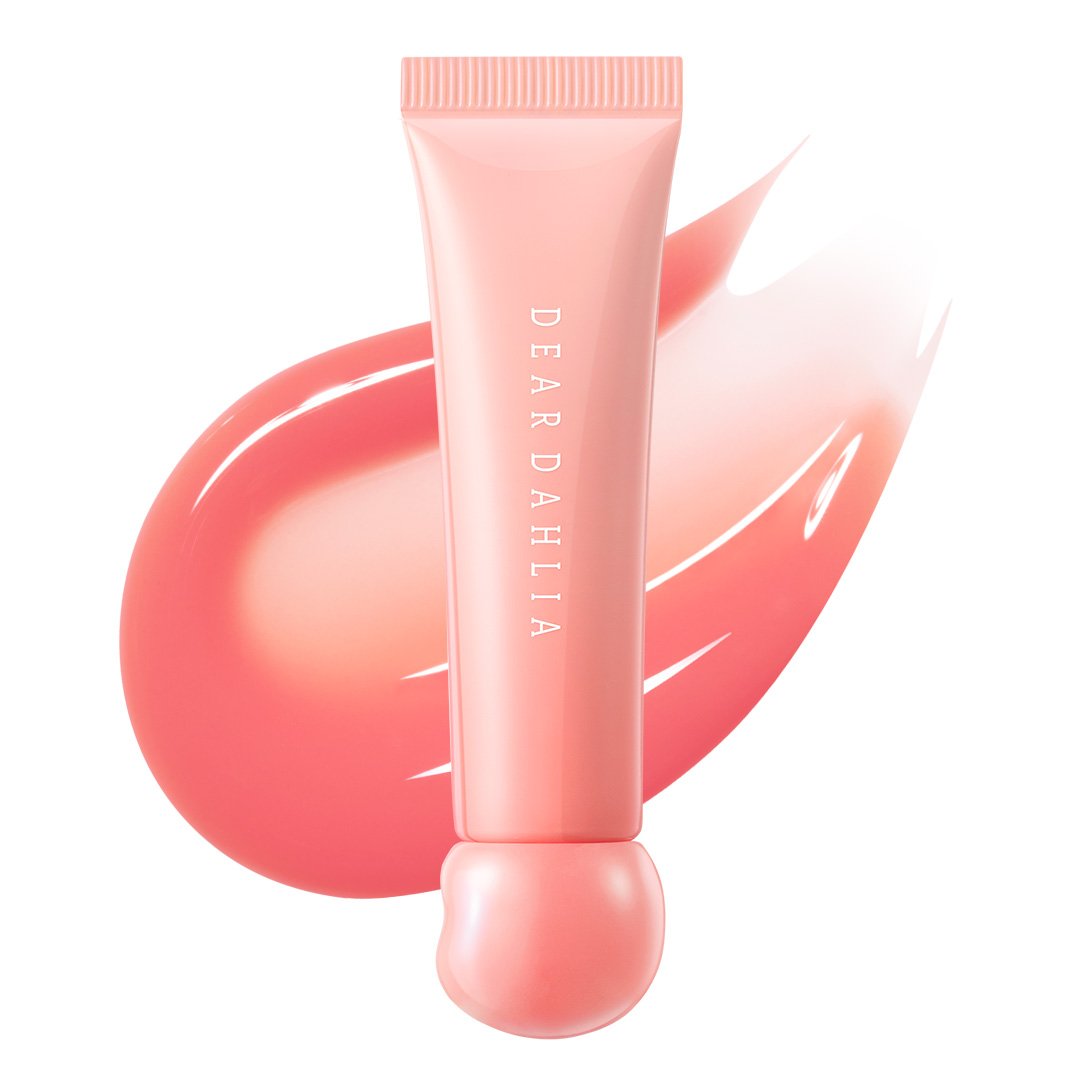 Dear Dahlia Dressy Dew Lip Gel lip gloss tube in pink peach with rounded cap on Tampa Home & Garden Store