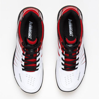 Stevvex men's athletic sneakers white red black top view pair, breathable anti-slip running shoes on Tampa Home & Garden Store