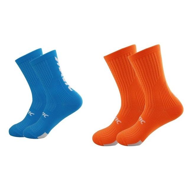 Stevvex ST12238AYJ cycling socks 2-pair blue and orange unisex athletic socks on Tampa Home & Garden Store
