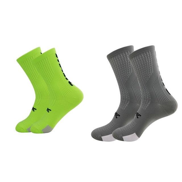 Stevvex professional unisex cycling socks 4-pack neon green and gray breathable athletic socks on Tampa Home & Garden Store