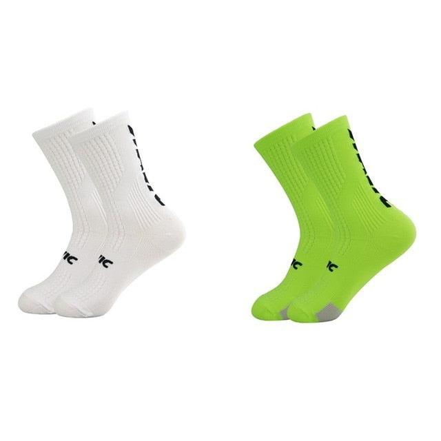 Stevvex unisex cycling socks set of 2 in white and neon green athletic socks on Tampa Home & Garden Store