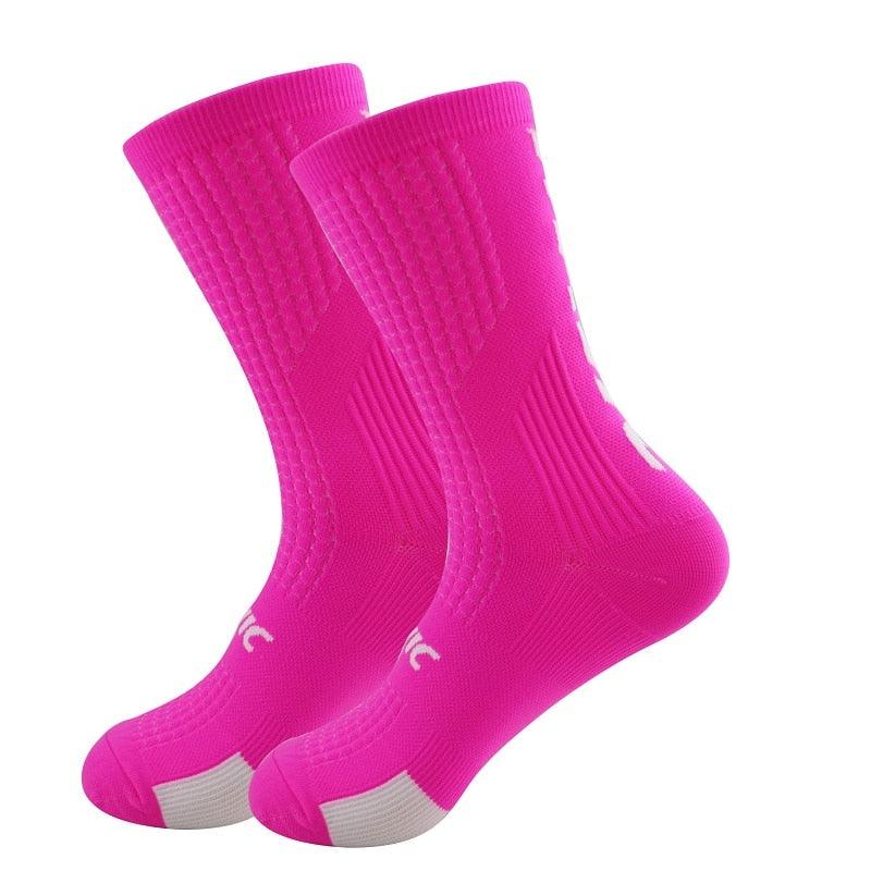 Stevvex unisex cycling socks neon pink breathable athletic socks pair on Tampa Home & Garden Store