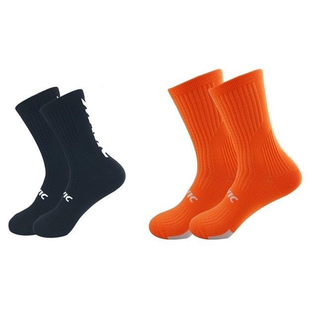 Stevvex cycling socks unisex two-pack in black and orange on Tampa Home & Garden Store