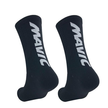 Unisex cycling socks by Stevvex, black crew-length pair on Tampa Home & Garden Store