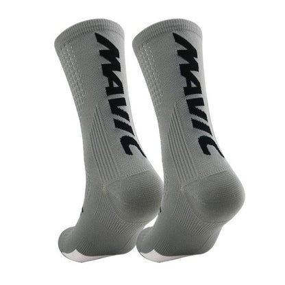 Stevvex gray crew-length athletic socks, breathable unisex cycling socks for men and women pair on Tampa Home & Garden Store