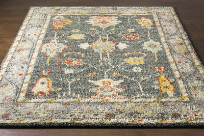 Prosperidad Handmade Wool Rug - Clearance gray field with floral motif Boutique Rugs on Tampa Home & Garden Store
