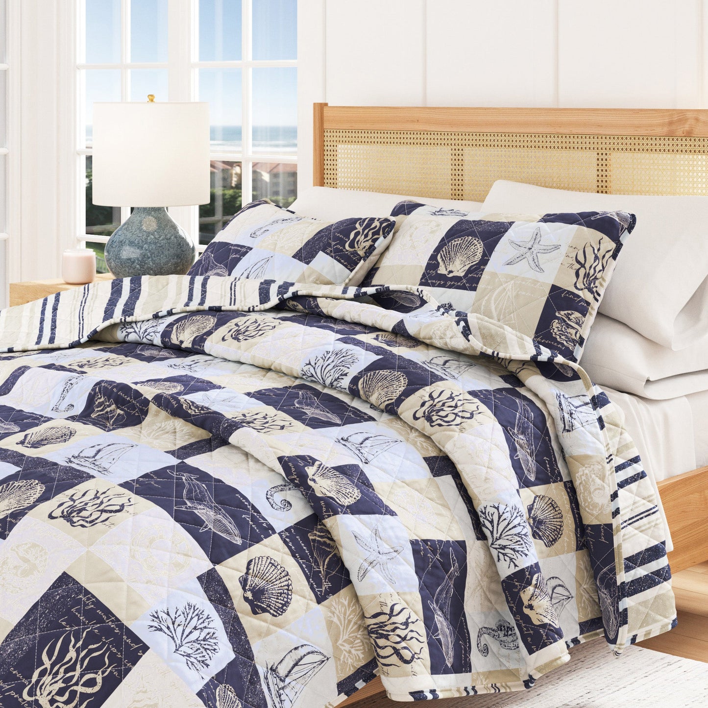 Caspian and Coastal Soft Patchwork Quilt Set