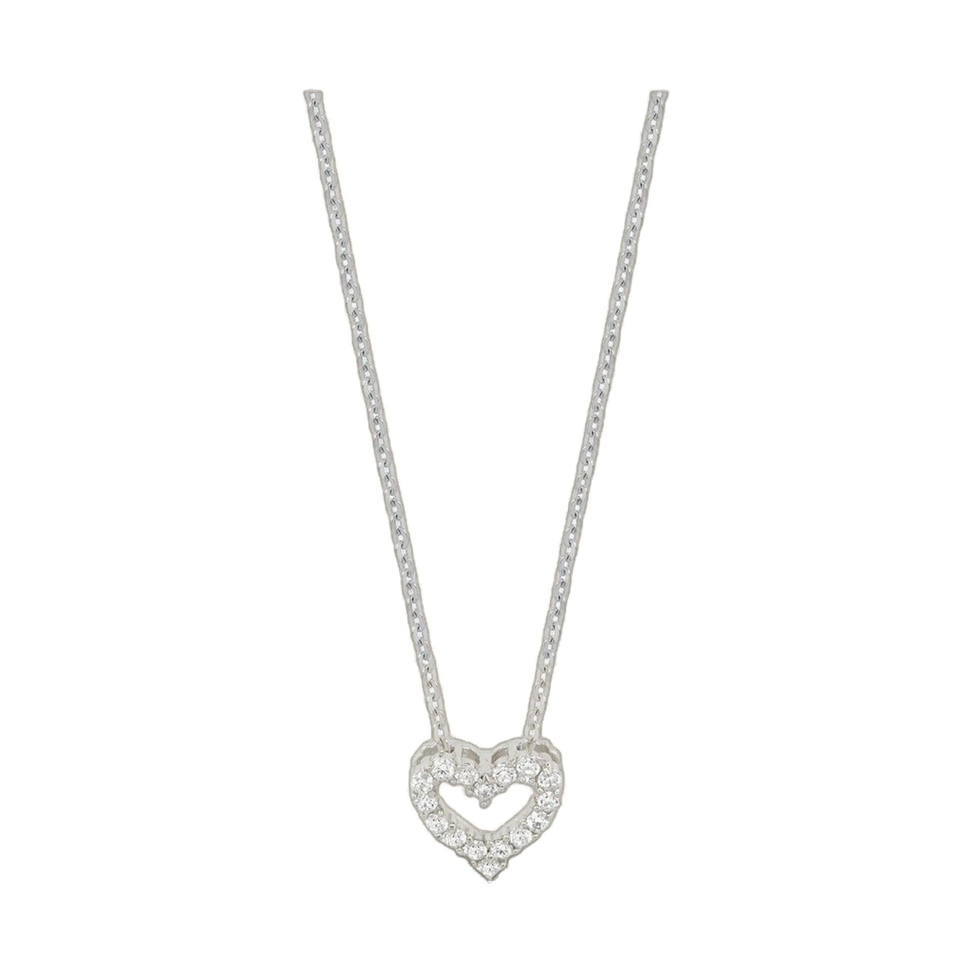 Childrens Heart Necklace by Lauren G Adams, silver-tone chain with pavé heart pendant on Tampa Home & Garden Store