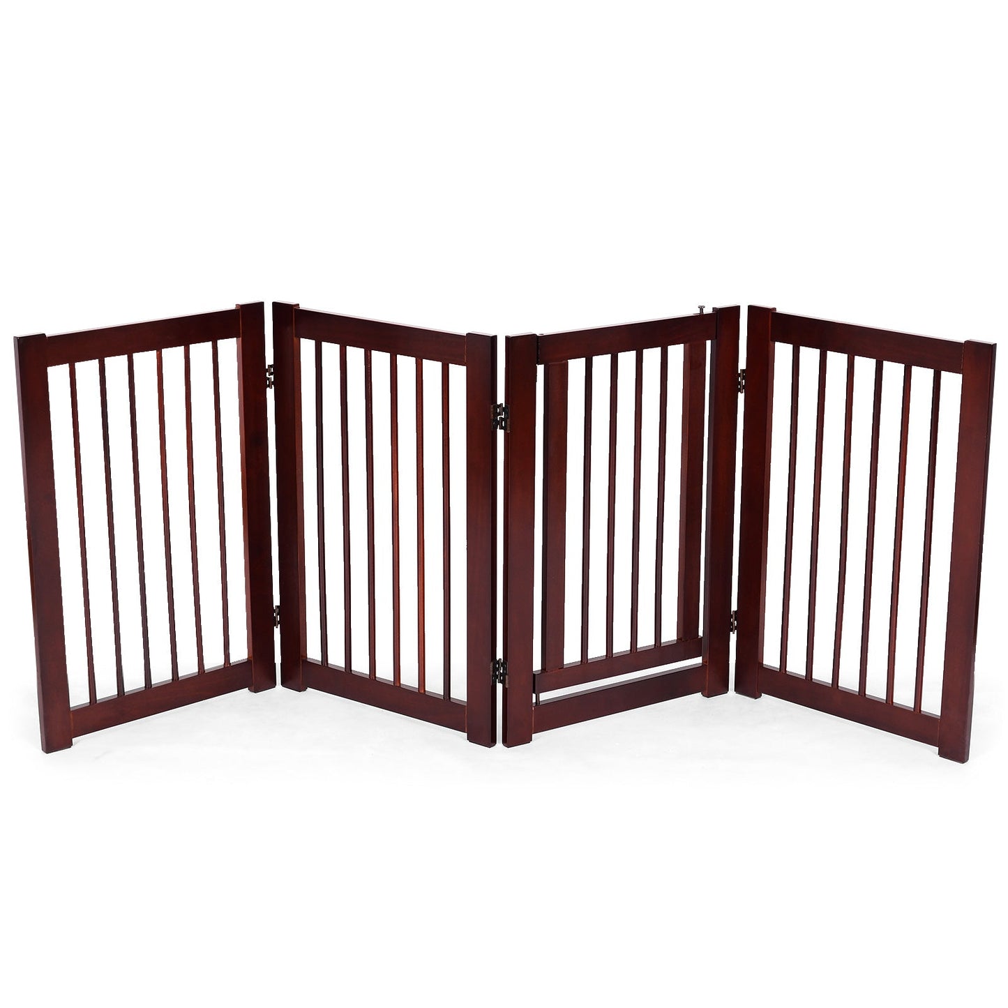 30 Inch Tall 4-Panel Freestanding Pet Gate Wooden Dog Fence