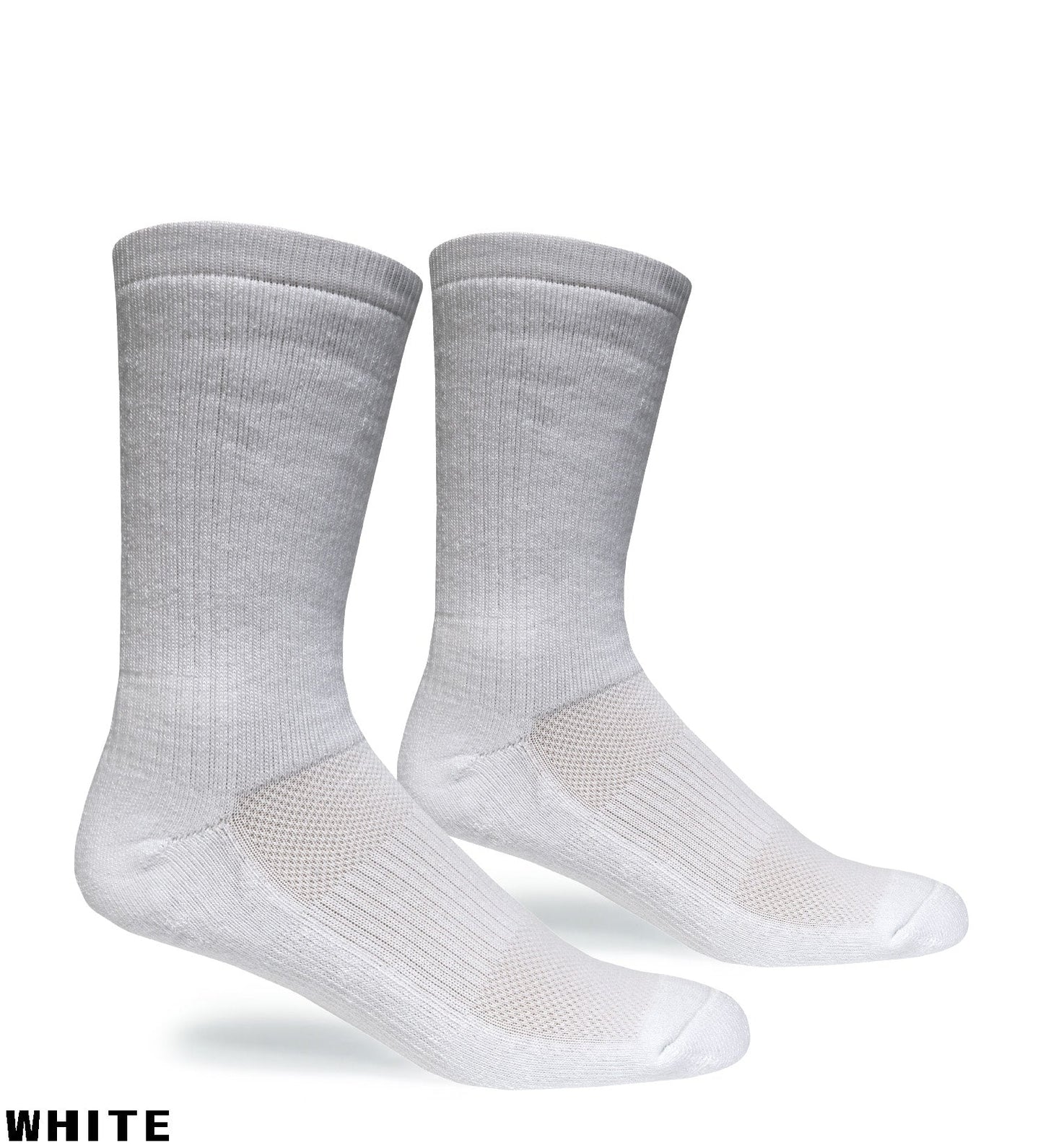 PT Crew Sock, gray heather cuff with white foot, crew-length athletic socks on Tampa Home & Garden Store