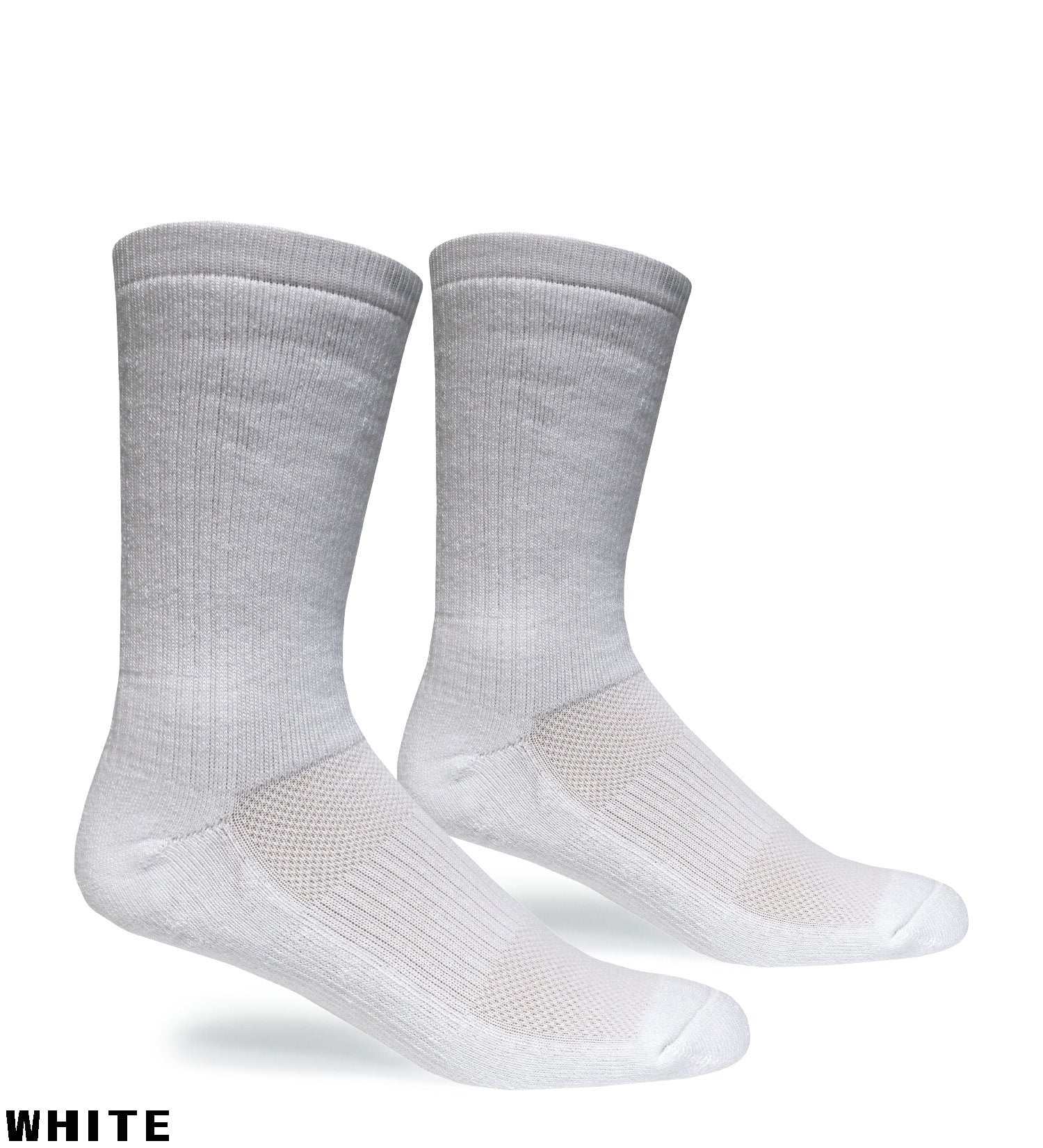 PT Crew Sock, gray heather cuff with white foot, crew-length athletic socks on Tampa Home & Garden Store