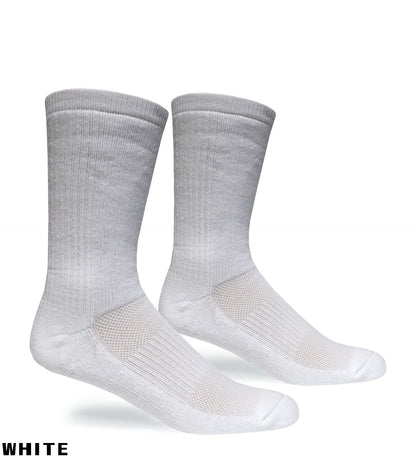 PT Crew Sock, gray heather cuff with white foot, crew-length athletic socks on Tampa Home & Garden Store