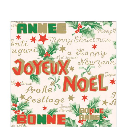 Serviette Cocktail en Papier - Bonne Annee - Rouge