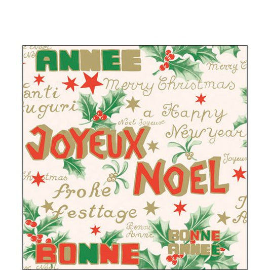 Serviette Cocktail en Papier - Bonne Annee - Rouge