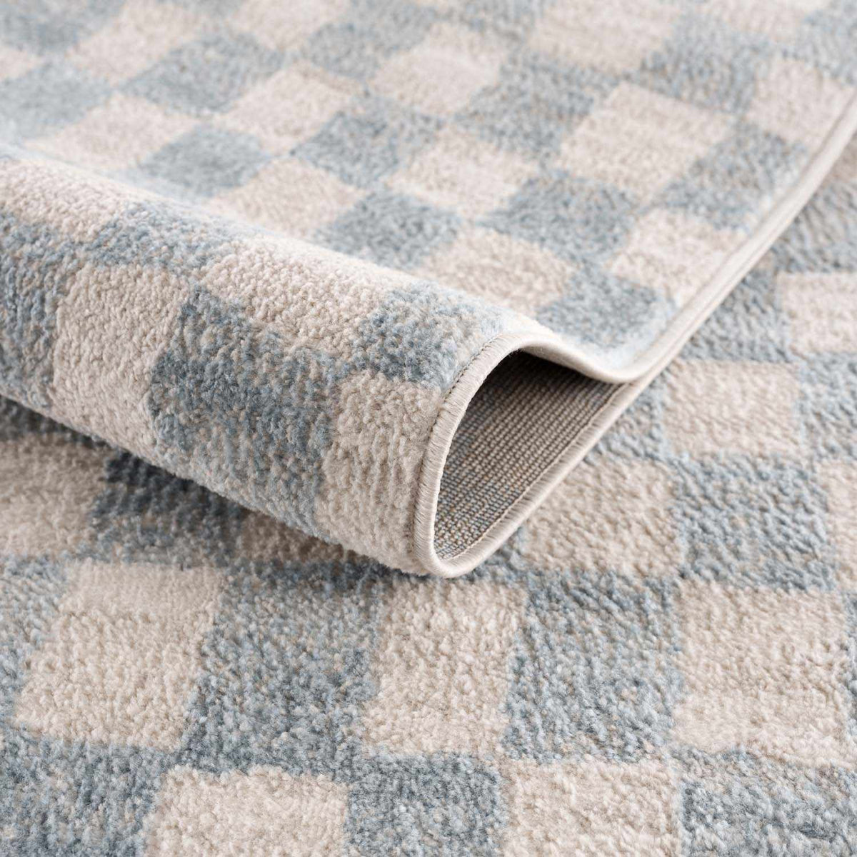 Benjy Cream & Light Blue Checkered Area Rug, cream and pale blue checks, Boutique Rugs on Tampa Home & Garden Store