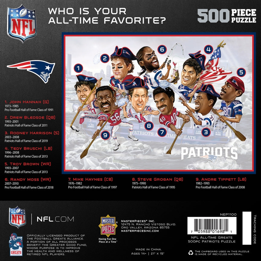 Rompecabezas de 500 piezas de los New England Patriots - Los grandes de todos los tiempos