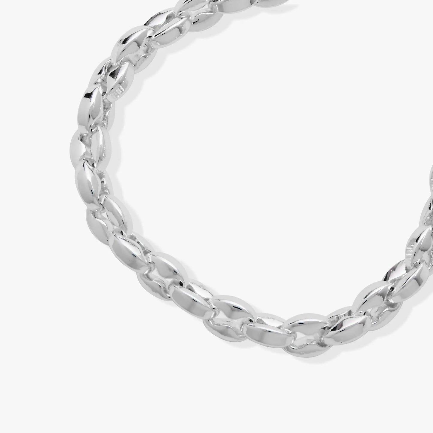 Puffy Rope Chain Bracelet Silver Plated Links