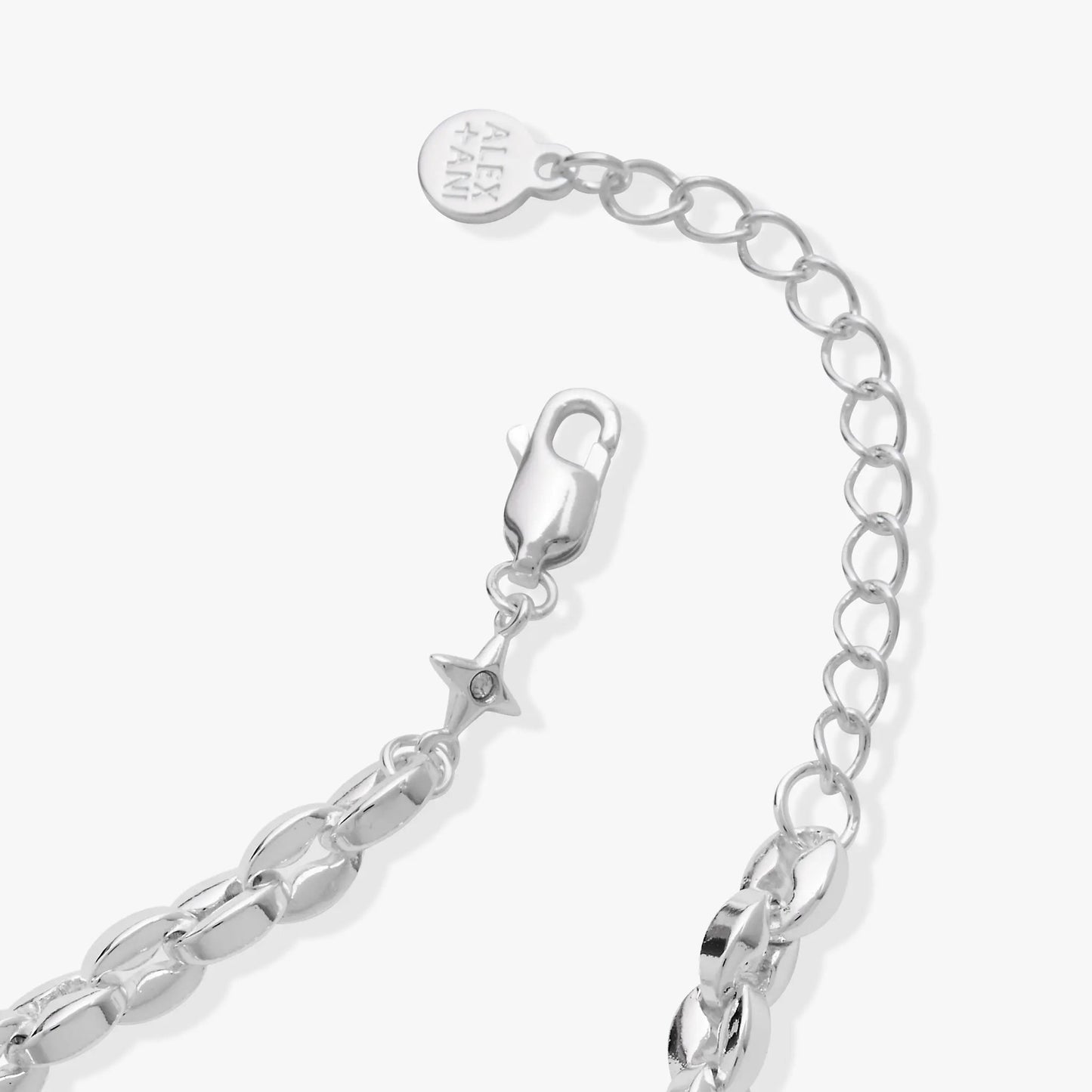 Puffy Rope Chain Bracelet Silver Plated Links