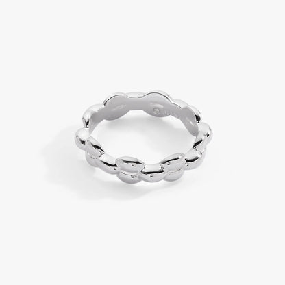 Puffy Rope Chain Ring by Alex and Ani, silver-tone metal ring with puffed rounded links on Tampa Home & Garden Store