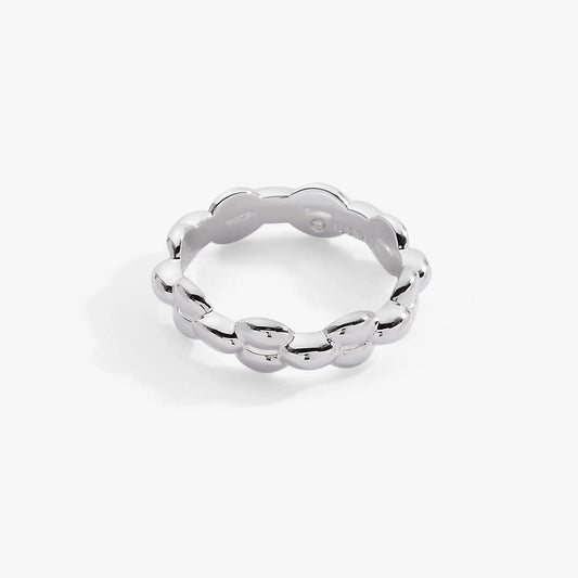 Puffy Rope Chain Ring by Alex and Ani, silver-tone metal ring with puffed rounded links on Tampa Home & Garden Store