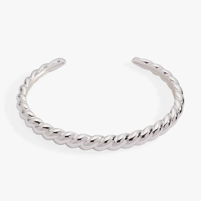 Puffy Rope Texture Cuff Bracelet by ALEX AND ANI in polished silver, pair of rope bracelets on Tampa Home & Garden Store