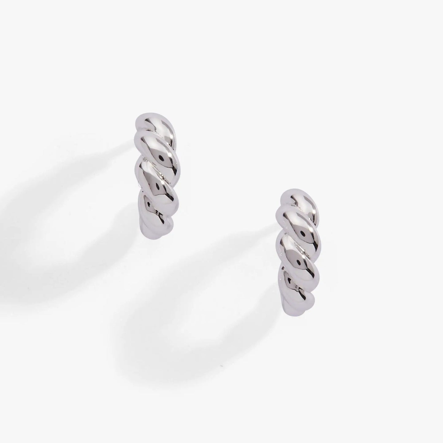 ALEX AND ANI Puffy Rope Textured Huggie Hoop Earrings, silver rope hoops, set of 3 on Tampa Home & Garden Store