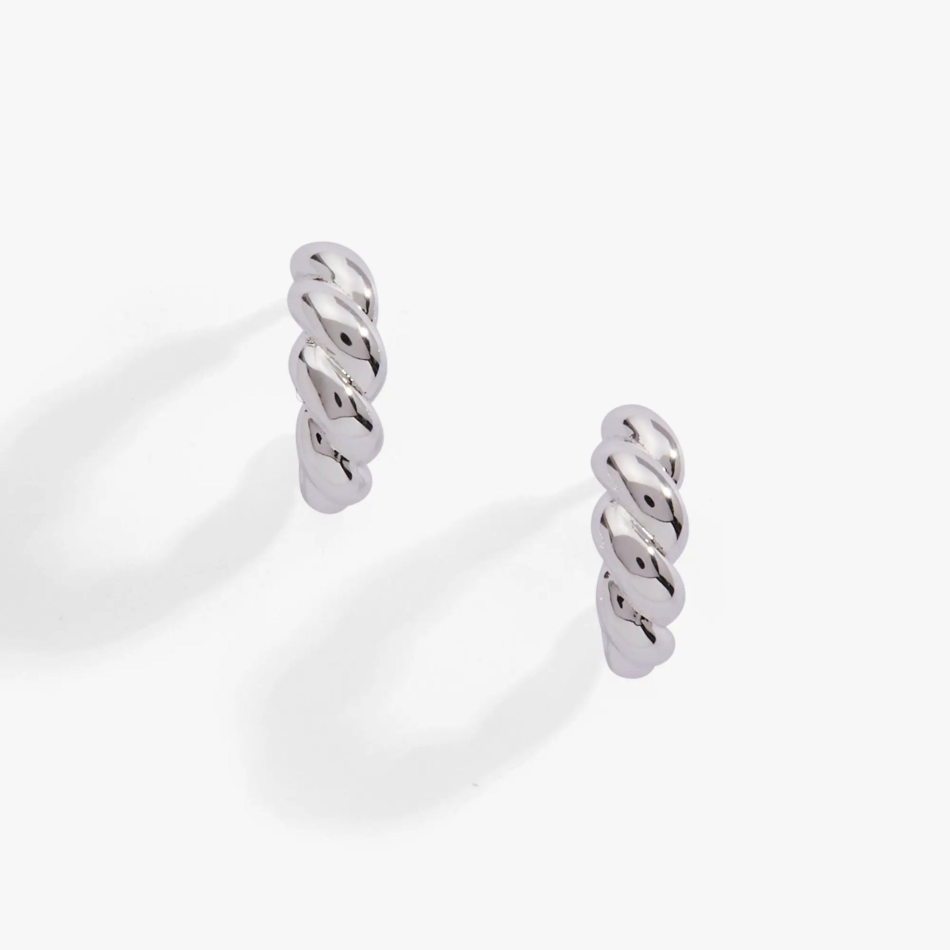 ALEX AND ANI Puffy Rope Textured Huggie Hoop Earrings, silver rope hoops, set of 3 on Tampa Home & Garden Store