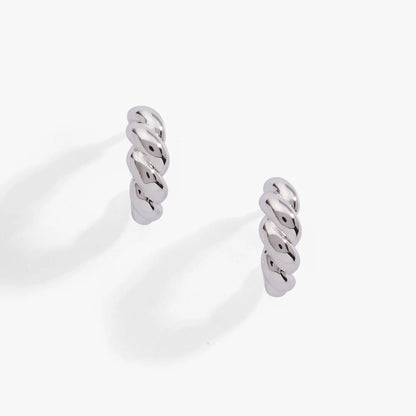 ALEX AND ANI Puffy Rope Textured Huggie Hoop Earrings, silver rope hoops, set of 3 on Tampa Home & Garden Store